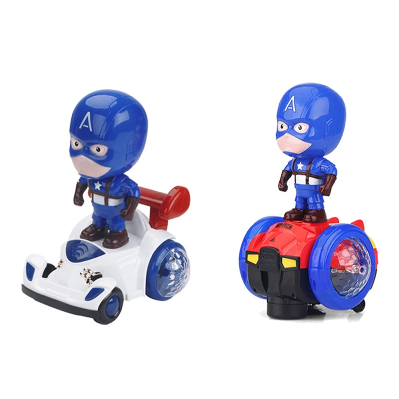 Disney Spiderman Captain America Anime Figure Balance Car Kart Marvel Movie Children's Cool Electric Light Music Toys Kids Gift