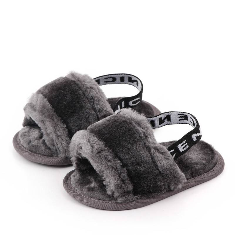 Hairy sandals, baby toddler shoes, soft bottom, breathable, cute low tube