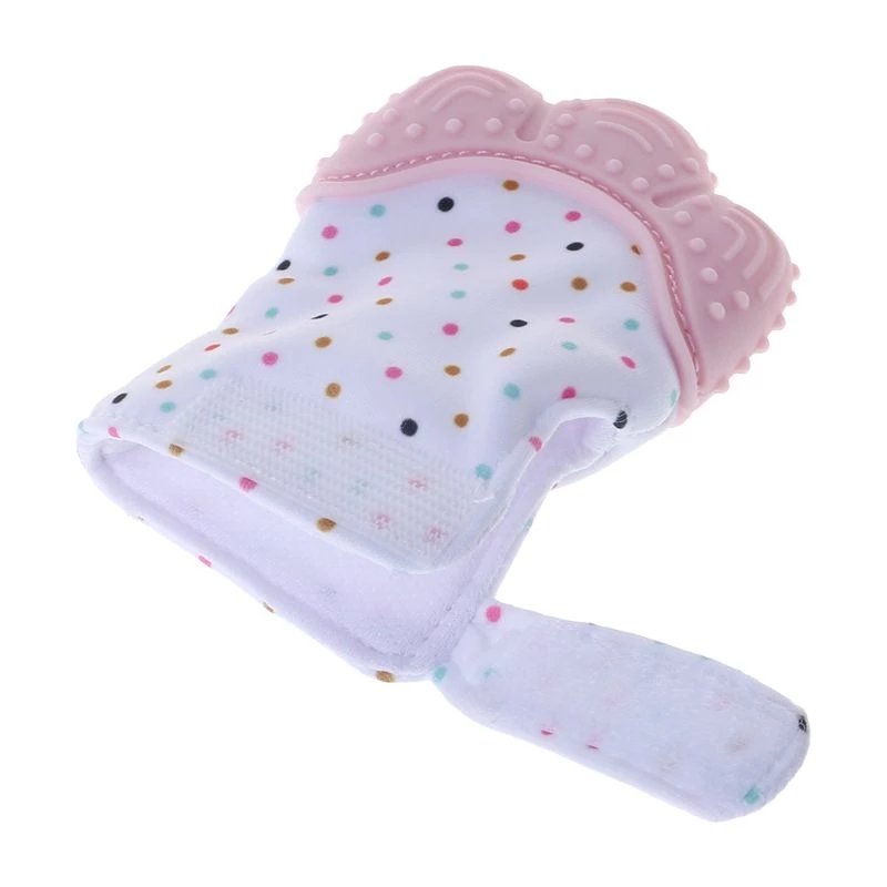 Baby Safe BPA Free Teether Mitten Gloves Cartoon Doughnut Infant Food Grade Silicone Chewing Teeth Training Molar Glove