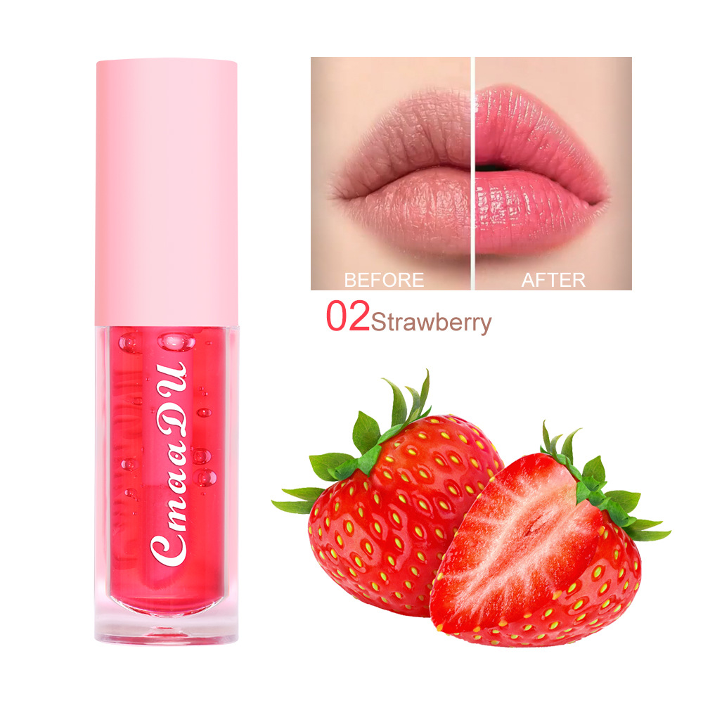 Fruit Lip Gloss Temperature Color Changing Mirror Lip Oil Plumping Moisturizing Reducing Lip Lines Waterproof Lip Balm Cosmetics