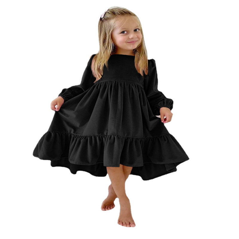 Children s Autumn New Ruffle Edge Long Sleeve Suede Dress Party Children's Princess Dress