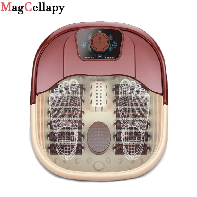 Electric Foot Spa Bath Massager Machine Foot Roller Massage Magnetic Field Infrared Heat Heated Therapy for Stress Relief