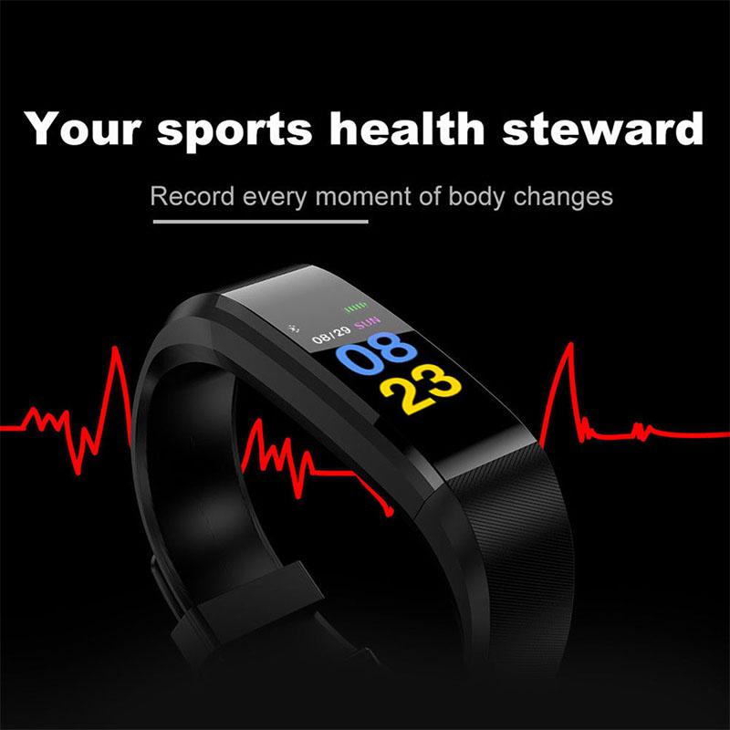 115Plus Bracelet Heart Rate Blood Pressure Smart Band Fitness Tracker Smartband Bluetooth Wristband for fitbits Smart Watch