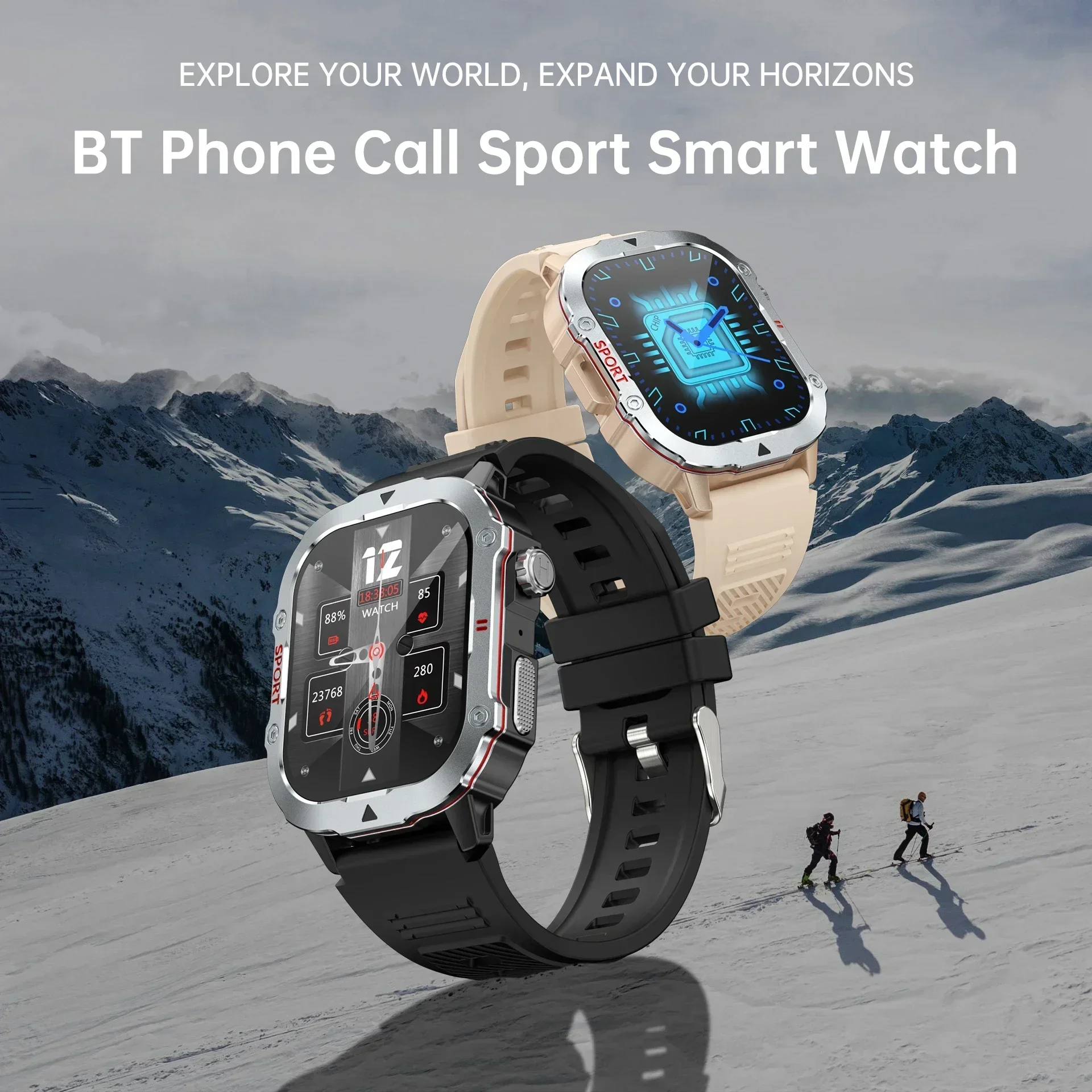 New Smart Watch Men Waterproof Outdoor Sports Fitness Tracker Health Monitor 2.19" BT Call Smartwatch