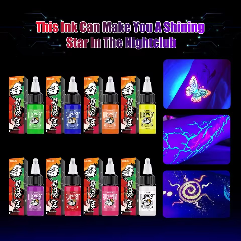 UINK Quality Fluorescent Tattoo Ink, Odorless Body Art Professional Tattoo Pigment