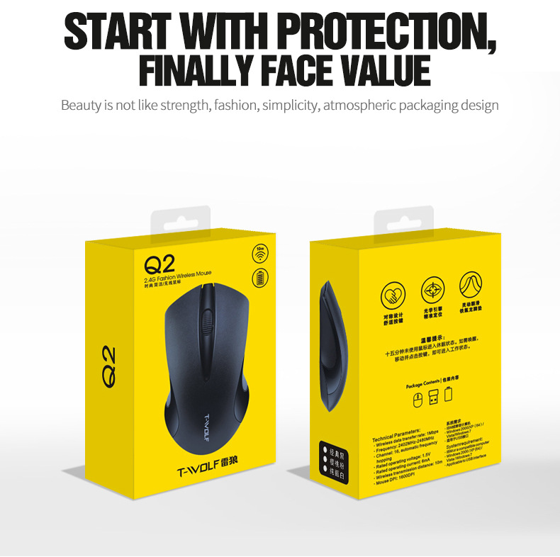 New Q2 Wireless Mouse Notebook Desktop Computer Anti-slip Matte Texture Roller Durable Mouse Automatic Sleep Computer mouse