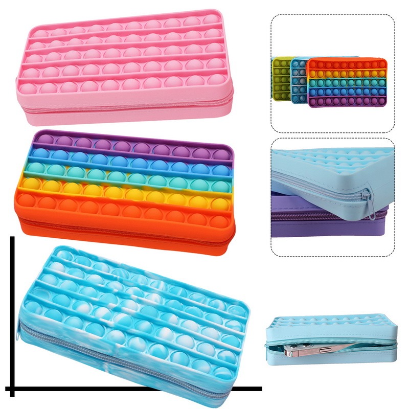 Silicone Wallet Bags Push Its Bubble Fidget Toys Pencil Case Simpl Dimmer Antistress Toy Soft Press Pops Figet Toys Bag
