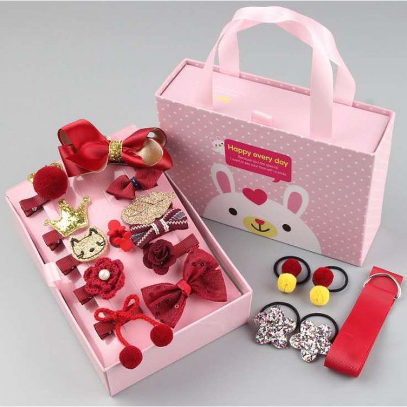 Children's Hair Accessories Set Gift Box Cute Cartoon Baby No Harm Hair Head Rope Little Princess Hair Rope Korean Edition Tie H