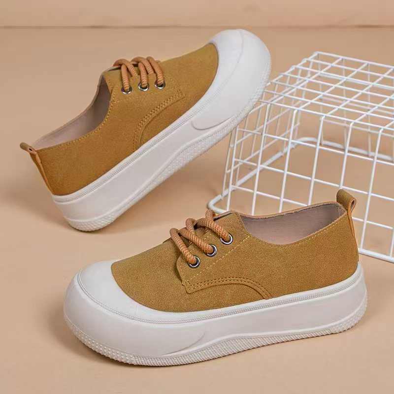 New sponge cake shoes for women's casual shoes, thick soled round toe lace up white shoes, fashionable loafers
