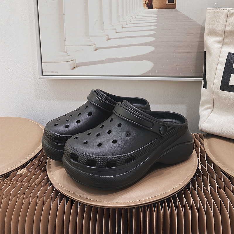 Thick-soled and high-heeled Sandal Women’s new summer Slope Heel crocs sponge cake garden