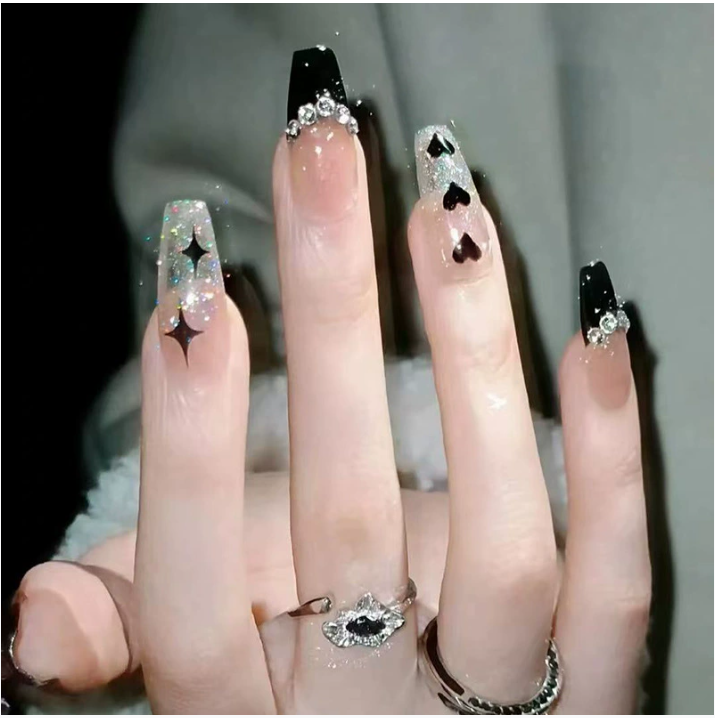 24pcs/Set Detachable Long Coffin Fake Nails European Ballerina Full Nail Art Tips Colorful Beauty Artificial False Nails