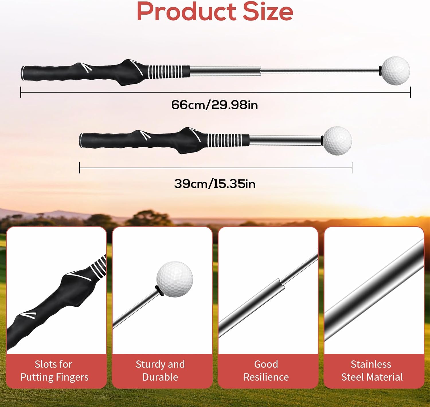 HRUIYL Retractable Golf Swing Trainer, Golf Grip Trainer, Golf Training Aid for Warm-Up, Golf Swing Training Aid, Grip Trainer Golf Club, Strength & T