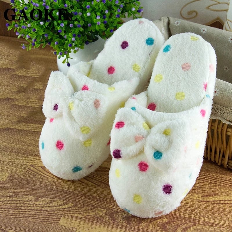 Cute colorful wave shoes slippers female home furry winter warm slippers soft sports shoes indoor bedroom