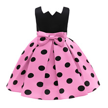 Elegant Girls Party Dress New Polka-Dots Puff Sleeves Princess Dress Backless Birthday Wedding Formal Costumes 3-8Yrs Girls