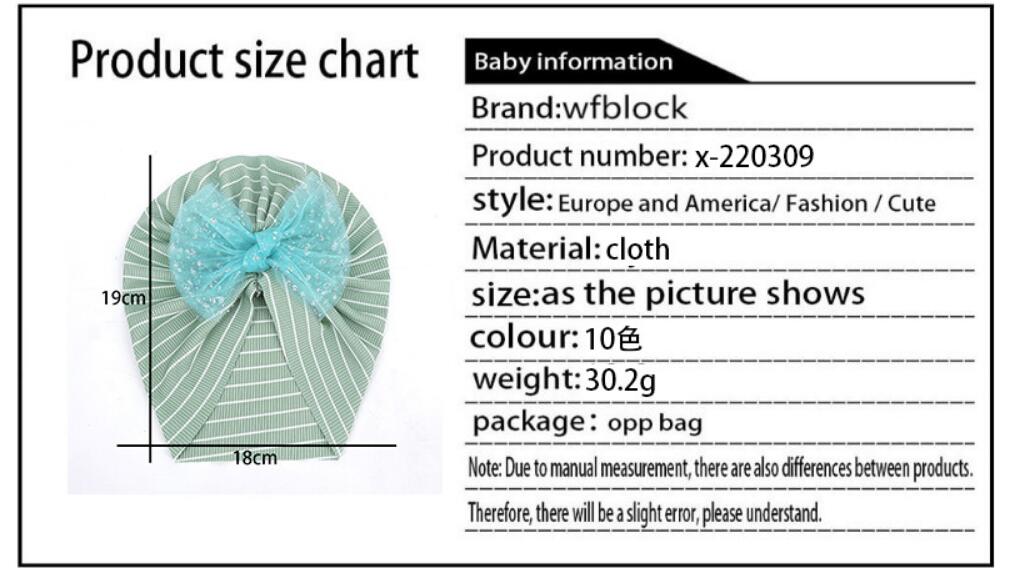 Baby thin mesh bow Princess Hat Baby stripe knot hat children's hat
