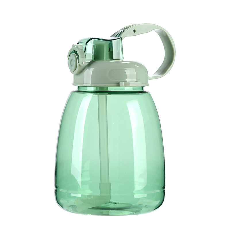 Children's students large-capacity plastic water bottle straw cup strap portable water cup 1300ML