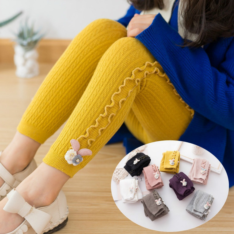 Baby autumn/winter pantyhose hot little treasure girl ribbed stockings cotton warm pantyhose solid color candy color tights &