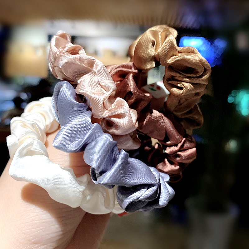 6pcs/Set Solid Silk Elastic Hair Bands Women Headband Scrunchie Rubber Band Girls Ponytail Holder Fashion Hair Accessories