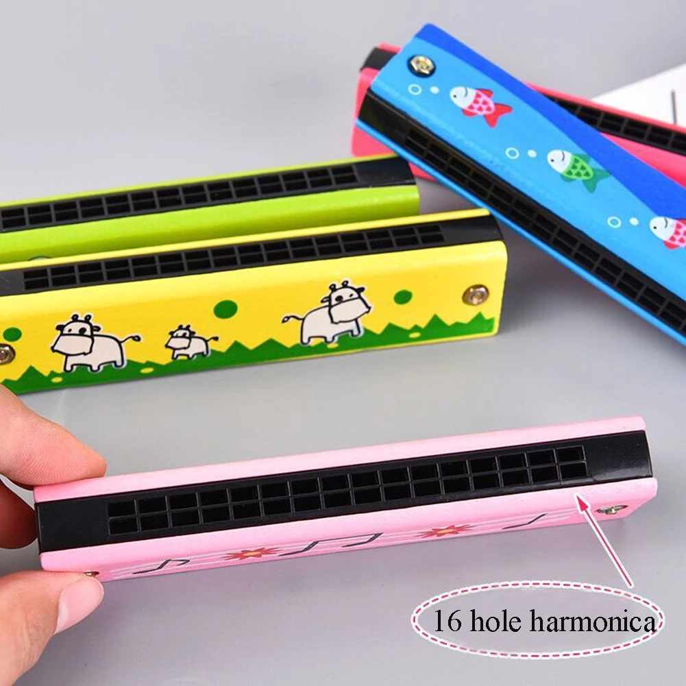 16 Holes Cute Harmonica Musical instrument Montessori Educational Toys Cartoon Kids Wind Instrument Children Gift