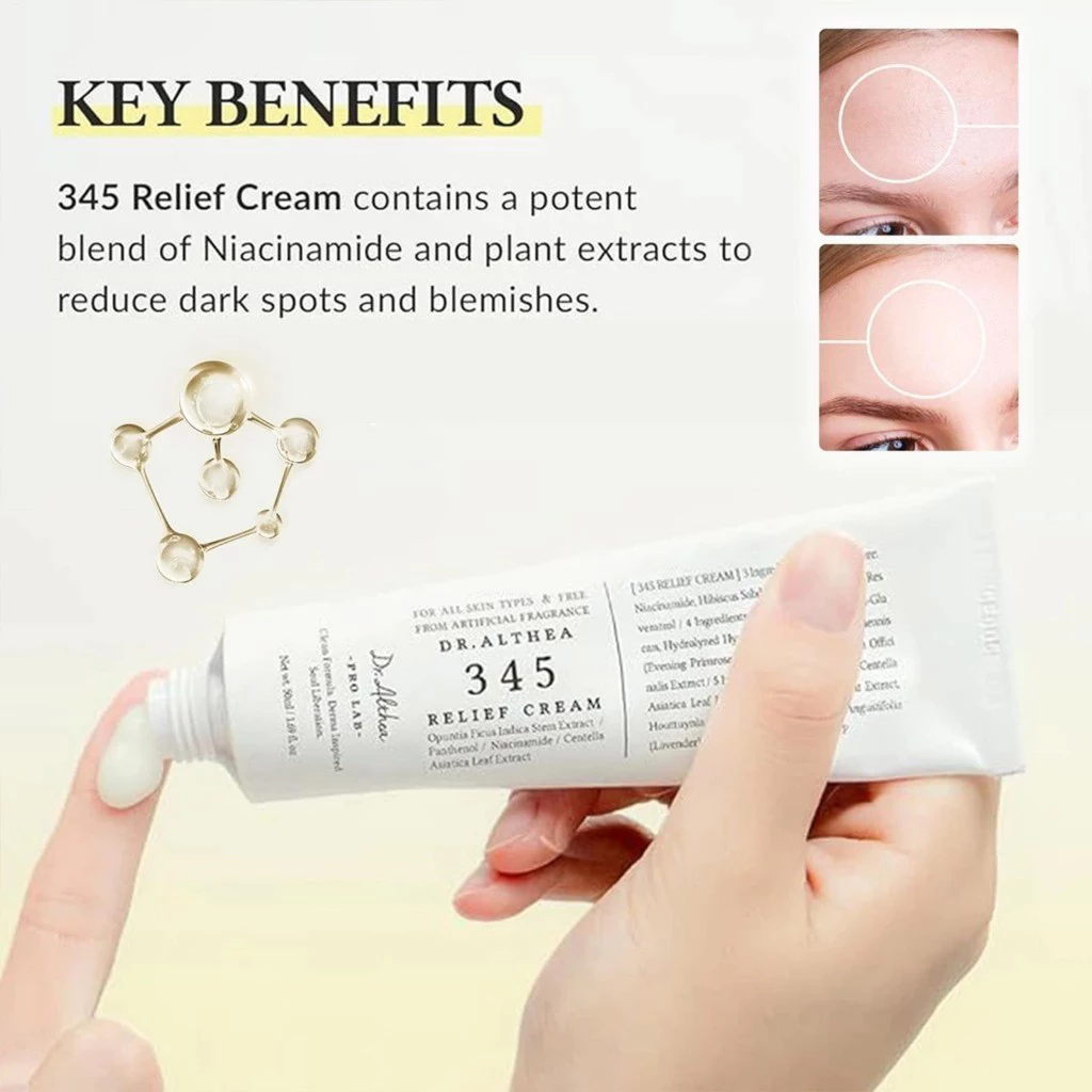Dr. Althea 345 Relief Cream 50ml | Niacinamide Dark Spot & Blemish Reducing Brightening Cream