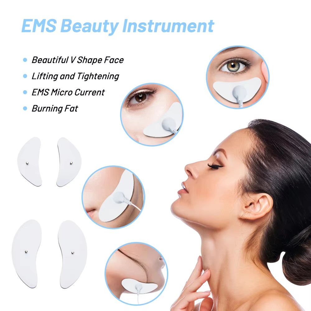 Facial lifting massage, micro current anti wrinkle and firming beauty, healthy facial massage