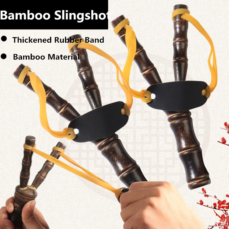 1PC Bamboo Slingshot Outdoor Slingshot Shooting Toys Children's Educational Toys