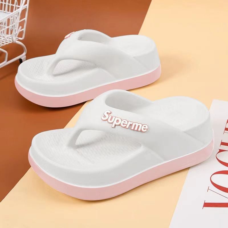 Thick bottom flip flops for women's summer 2025 new height increasing anti slip beach sandals beach slippers for outdoor wear