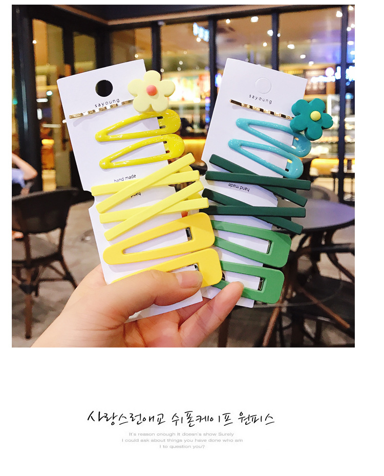 Green hairpin ins girl soft pottery small lace clip female headdress word clip small hair clip
