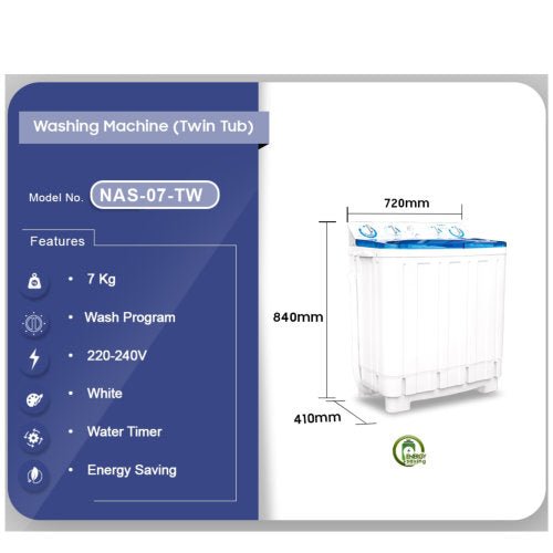 NASCO 7KG NAS-07-TW WASHING MACHINE WHITE