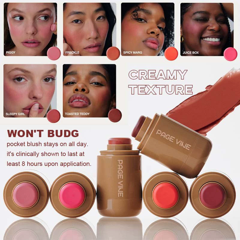 1PC New Pocket Blush Stick Lip And Cheek Hydrating Stick Natural Rouge Powder Blush Cream Lipstick Cheek Easy To Apply Color
