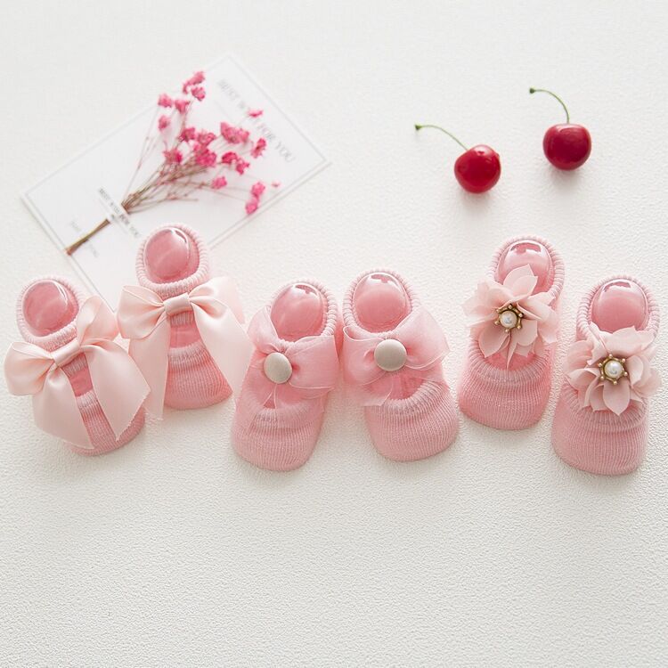 3Pairs/ 0-3y Baby Kids Socks Spring Autumn Lace Bow Sock Hollow Toddler Boat Socks Cotton Children's Cute Socks' Breathable