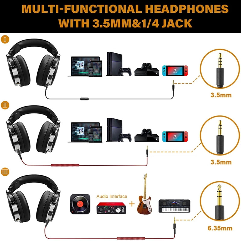 Oneodio Over Ear Headphones Hifi Studio DJ Headphone Wired Monitor Music Gaming Headset Earphone For Phone Computer PC With Mic