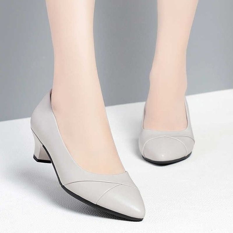 Women Cute Sweet Elegant Black Patent Leather Spring & Summer Slip on Square Heel Shoes