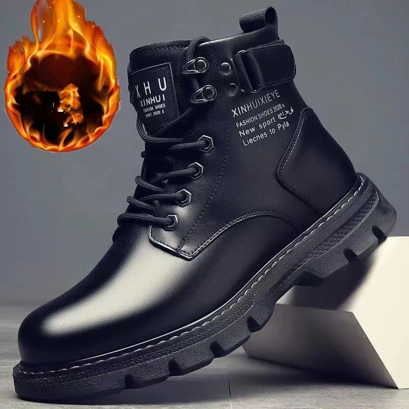 New Motorcycle and Ankle Boots Waterproof Boots Men Leather Shoes Men Casual Men's High-top Fashion Shoes