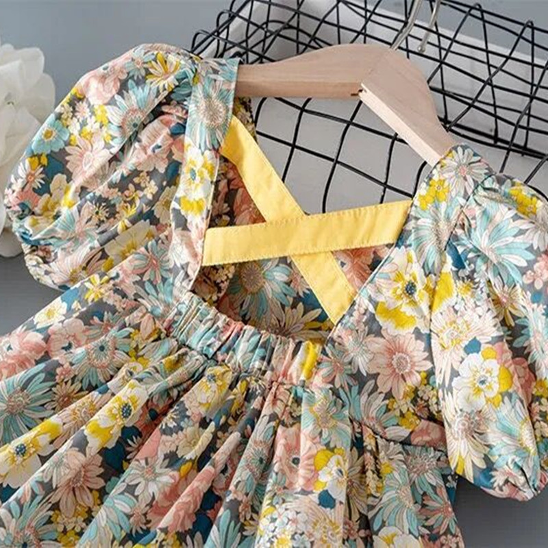 Lawadka New Summer Kids Girls Dress Print Floral Bow Dresses For Girls Fashion Princess Girls' Children Clothing