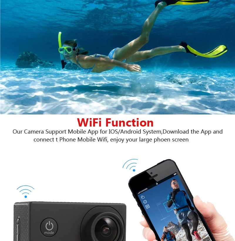 4K Action Camera WiFi Full HD 1080p Waterproof Underwater Video Recording Camera Sport Camera 2.0 inch Outdoor Camcorders