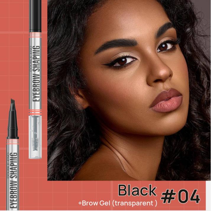 1PC Double-End Liquid Eyebrow Pencil 4-Tip Head Long Lasting Waterproof Sweat-Proof Quick Dry 2in1 Eyebrow Shaping Cream