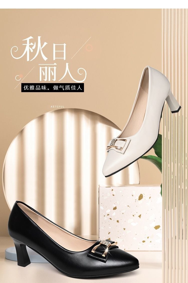 Cresfimix women classic black pu leather slip on square heel shoes lady fashion short shoes