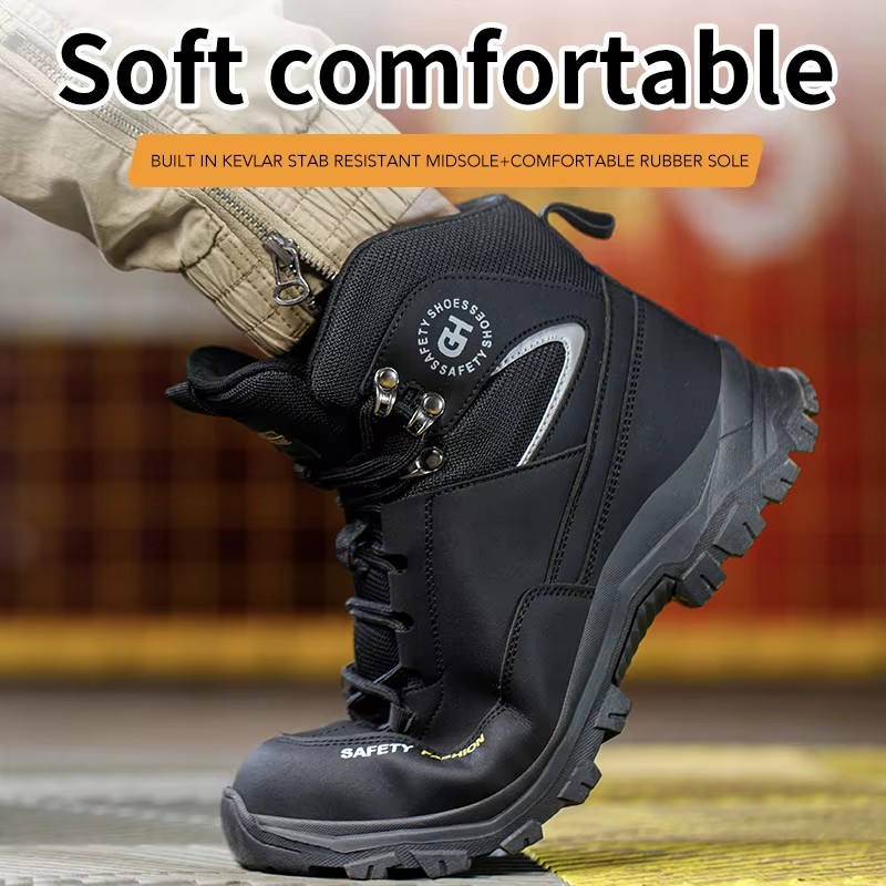 Construction Safety Shoes Men Waterproof Work Boots Anti-smash Steel Toe Shoes Puncture-Proof Indestructible Shoes Safety Shoes