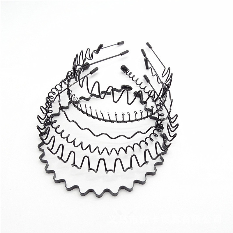 2022Fashion Black Metal Waved Style Sports Hairband Solid Color for Men Women Unisex Hair Band Casual Adult Headwear for Boy