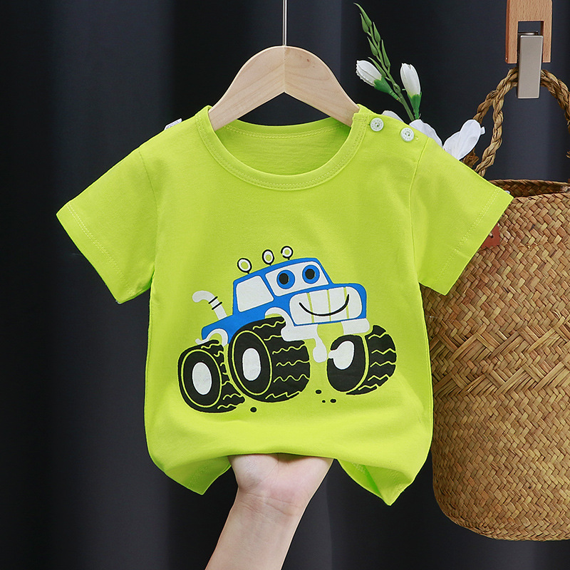 （0-3T)Summer Fashion Unisex Cartoon T-shirts Baby Boys Girls Shorts Sleeve Tees Tops Toddler