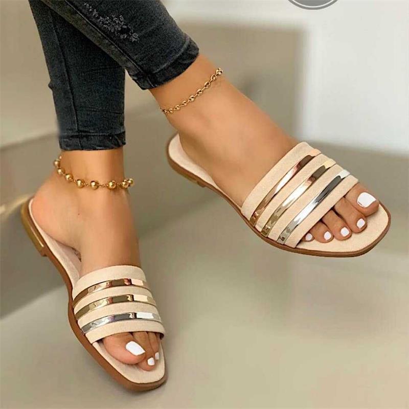 Chic Open-Toe Flat Slippers – Lightweight Summer Sandals for Outdoor & Indoor Wear