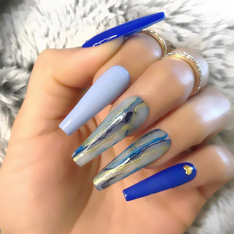New 100pcs Professional Fake Nail Long Ballerina Coffin Square Almond Full Cover French Acrylic False Nail Tips 10 Sizes