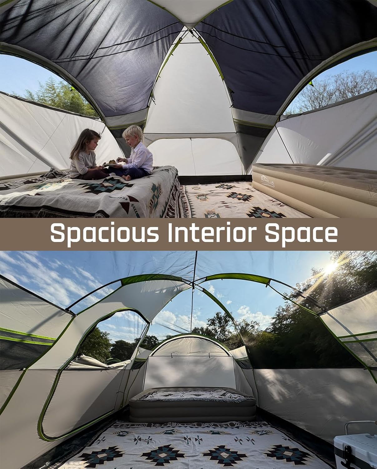 LOYEAHCAMP 8 Person Larger Extended Dome Camping Tent with 3 Rooms, Waterproof Semi-Freestanding Family Outdoor Tent with Spacious Interior and Mesh W