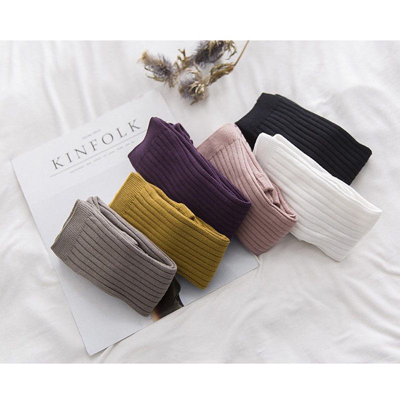 Korean vertical bar 9-point pants spring and autumn double needle candy color baby children's Leggings Capris
