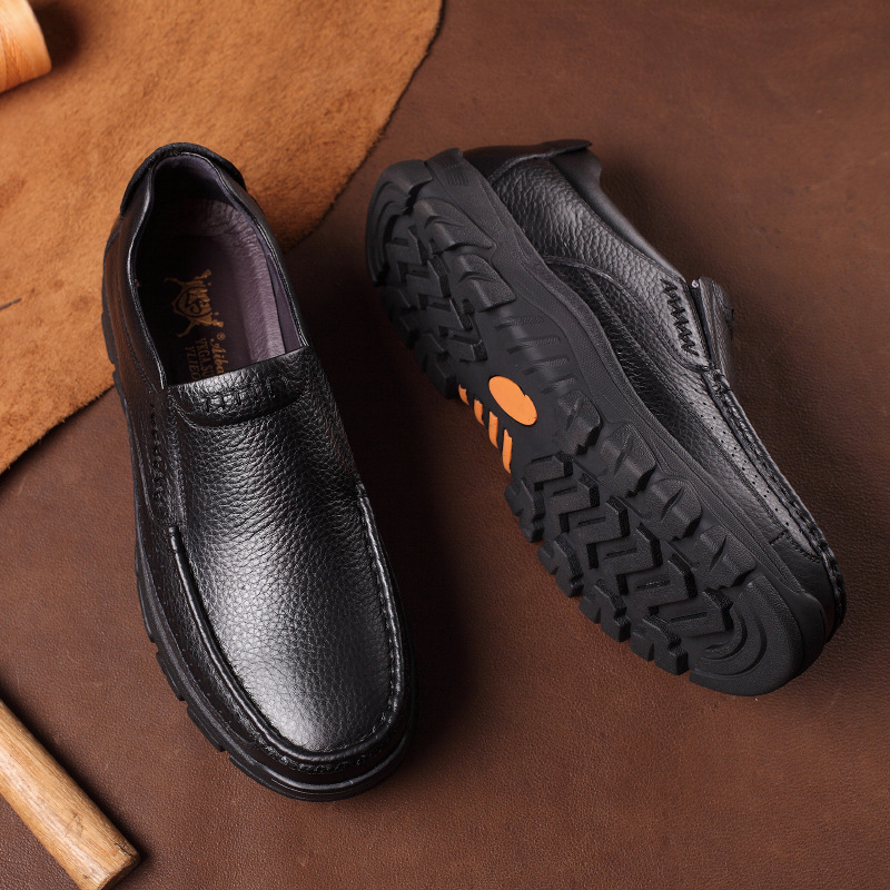 Newly Men's Genuine Leather Shoes Size 38-46 Head Leather Soft Anti-slip Driving Shoes Man Spring Business Dress Shoes