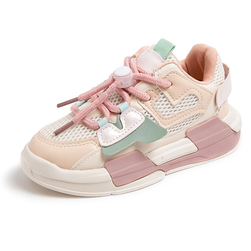 2024 Spring Children Girl Pink Shoes Autumn Mesh Breathable Kids Sneakers for 5-18 Yrs Boy Lightweight Running Shoe Walking Soft