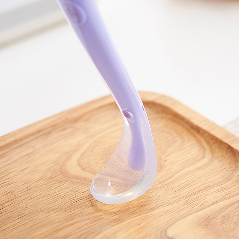 New Baby Soft Silicone Spoon Candy Color Temperature Sensing Spoon Children Food Baby Feeding Tools Baby Spoon