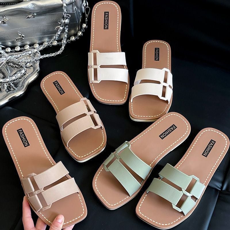Stylish Women's Flats Solid Color Casual Square Toe Lightweight Breathable Summer Shoes