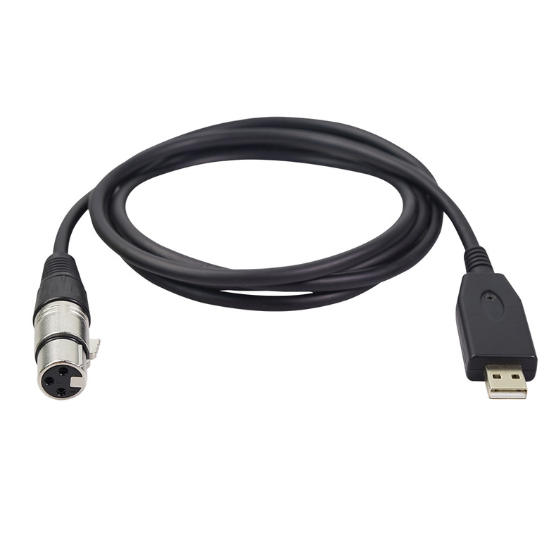 USB to XLR Female Microphone Audio Connection Cable - USB to XLR Female Recording Line 3M Black